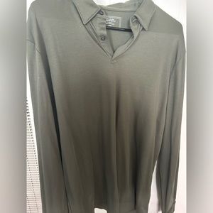 Charles Tyrwhitt - Smart Long Sleeve Jersey Polo - Olive Green